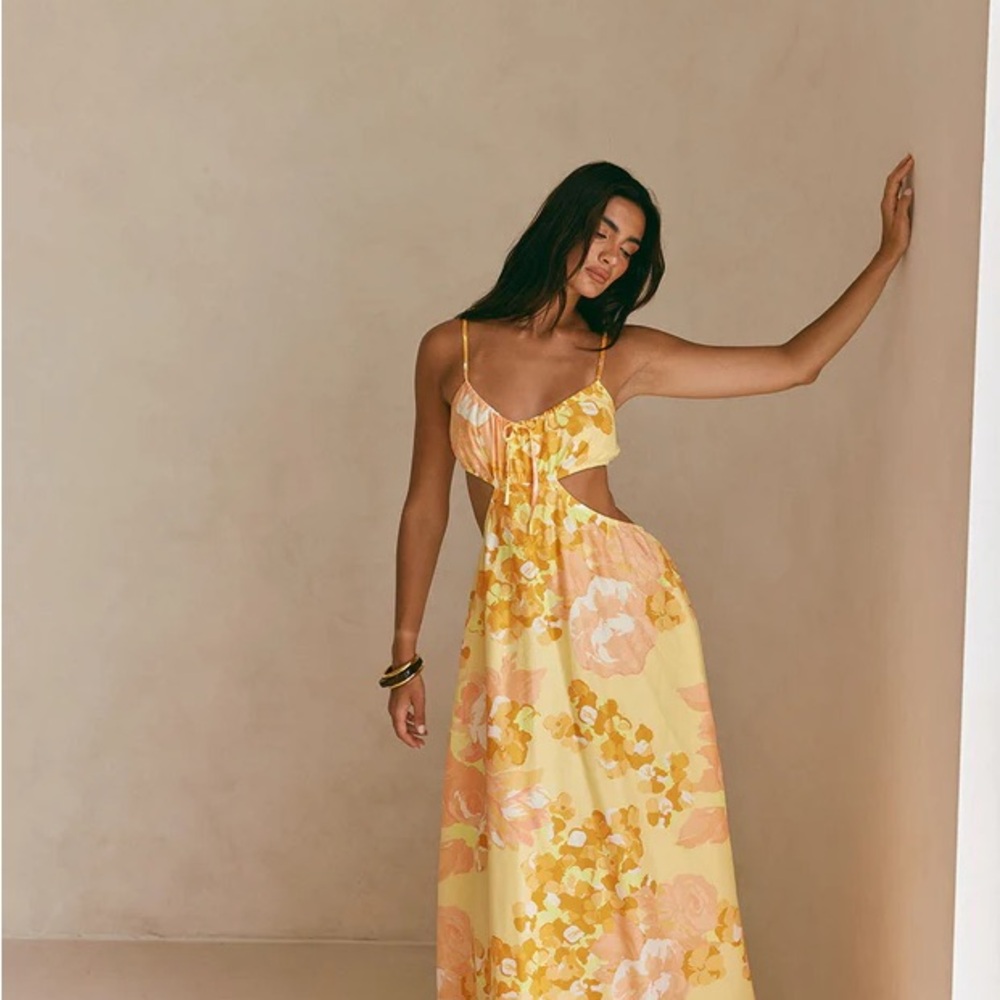 Sabo Skirt LUXE Yellow Floral Backless Dress
